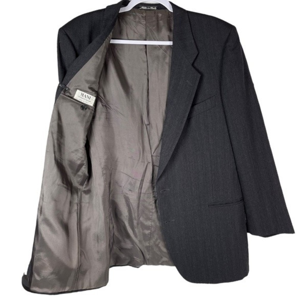 Mani Giorgio Armani men’s 42R gray pinstripe wool business office blazer jacket